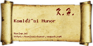 Komlósi Hunor névjegykártya